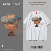 MAQILUN MAQILUN 2021 summer new mens pure cotton couple T-shirt short-sleeved heavy launch