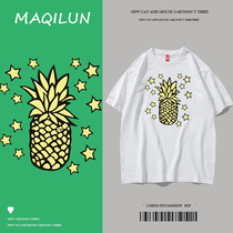 MAQILUN summer pure cotton short-sleeved T-shirt men loose half-sleeve round neck white mens top 2021 new trend