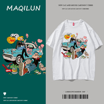 MAQILUN summer cotton short-sleeved T-shirt mens loose tide brand casual round neck half sleeve mens T-shirt top