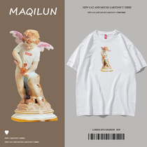 MAQILUN2021 new summer pure cotton short-sleeved T-shirt men loose tide brand wild round neck half sleeve mens large size