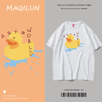 MAQILUN new summer short-sleeved T-shirt mens fashion brand large size loose round neck pure cotton half-sleeve top men