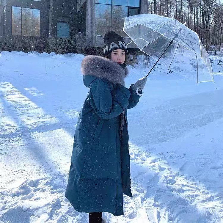 Maje moscoloni down jacket women's winter mid-length loose 2021 new fashion big fur collar coat trend