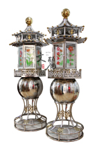 Wenli Buddha Temple Large Utensils Outdoor Stainless Steel Glass Floor Candlestick Large Candle Holder