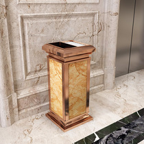 Hotel trash can Vertical hotel elevator entrance special business imitation marble large indoor rose gold soot bucket