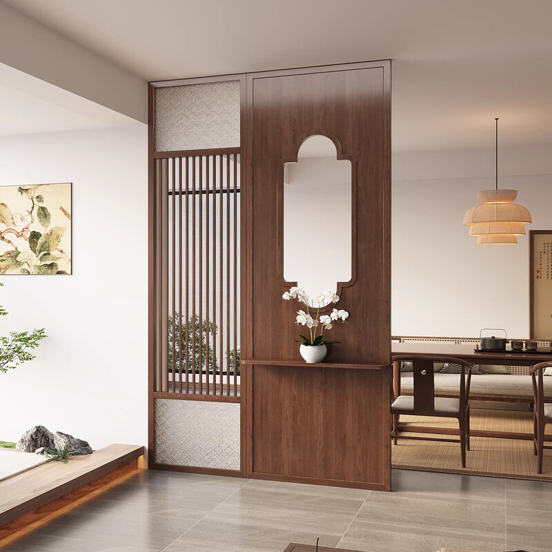 Song Dynasty Aesthetic Solid Wood Screen Partition for Living Room 2026 New Model Entryway Tea Room Office Entrance Screen