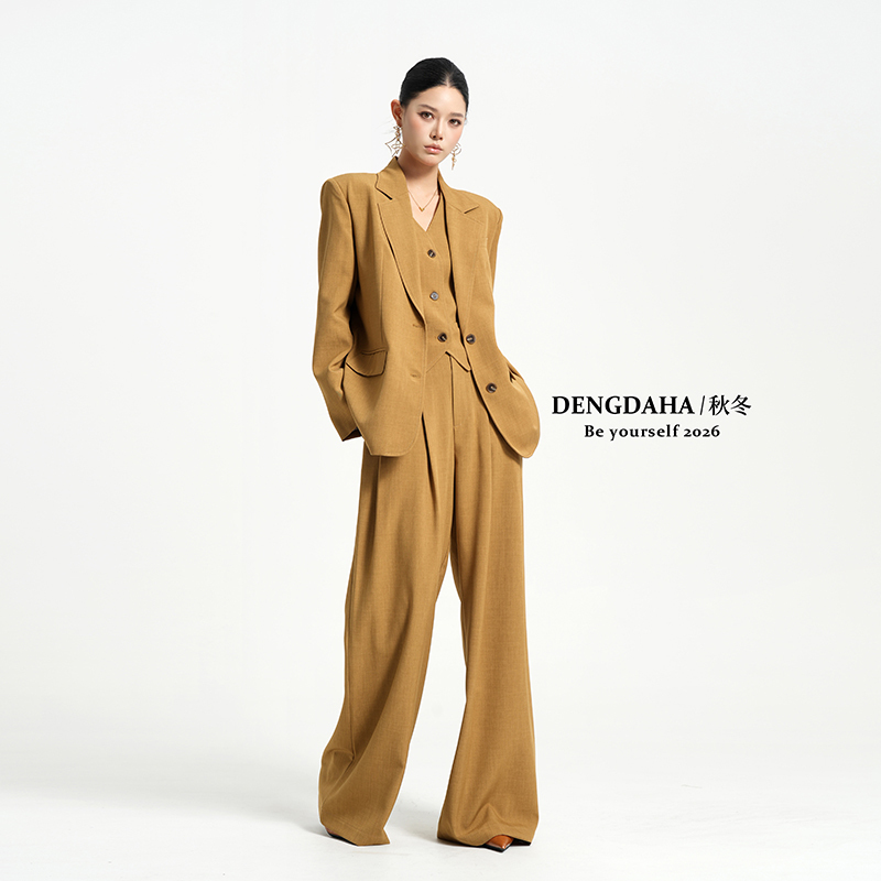 Dengdaha |   Urban Lady Style Guide: Light Luxury Commuting Casual Blazer and Long Pants Set Tb114