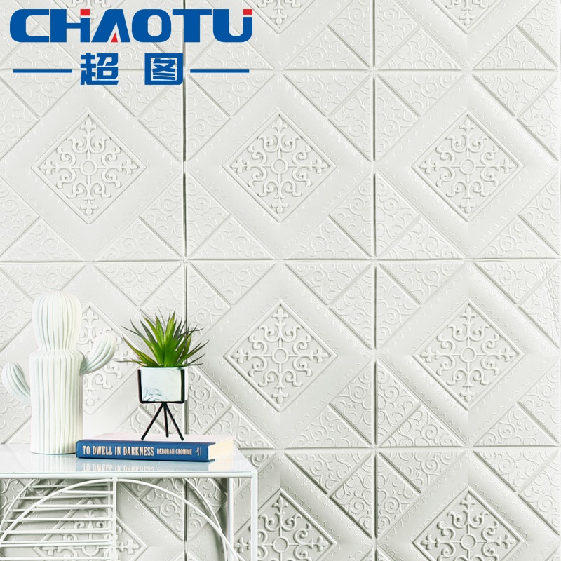 3D Solid thickened wall paper Self-adhesive wall sticker TV Background wall Anti-crash foam soft bag Ceiling Balcony Sticker-Taobao