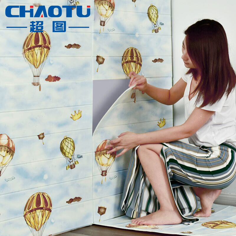 Kindergarten 3d Solid wall sticker Children's room Cartoon Wall Paper Self-Glued Cartoon Background Wall Waterproof Crashworthy Wall Skirt-Taobao