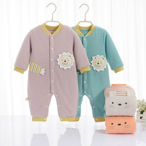 Baby one-piece clothes clip cotton winter clothing 6 months male and female baby thickened autumn and winter paragraph newborns climbing clothing thin cotton 0-1 years old