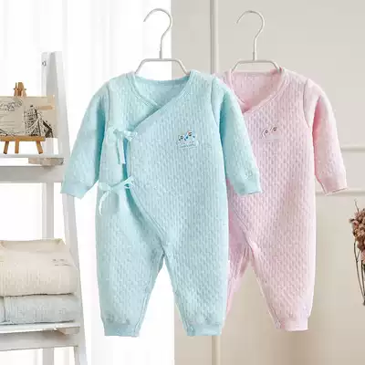Newborn clothes cotton 0-3 6 months baby jumpsuit warm baby ha Clothing Spring and Autumn Winter monk clothing Cotton