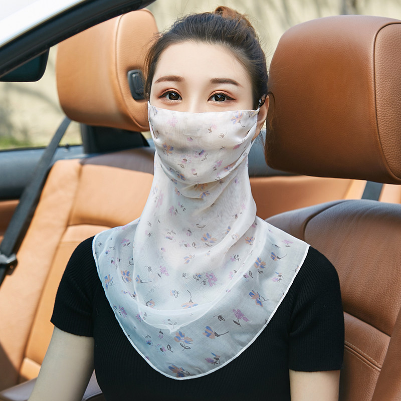 Silk sunscreen mask neck protector women's summer double-layer thin breathable mask outdoor sunshade 100% mulberry silk veil