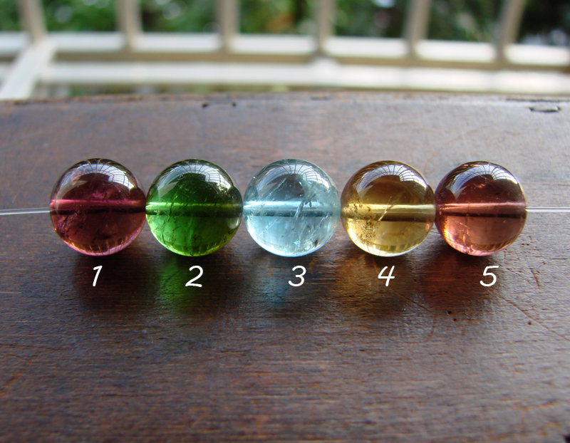 【Magic Love】Natural Gorgeous Oily Old Material Blue, Yellow, Green and Red Tourmaline 11-11.5mm Round Beads Single Beads