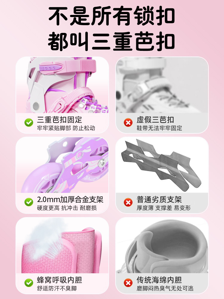 Miaotu Roller Skates, Ice Skates for Children Aged 3-12, Beginner Boys and Girls, Professional Skating Shoes, Roller Skates, Complete Set