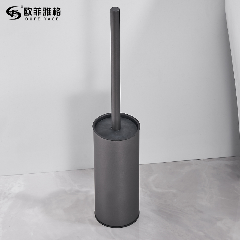 Gun Grey Free Punch Toilet Toilet Brush Wall-mounted 304 Stainless Steel Toilet Cleaning Brush Holder Home Light Lavish-Taobao