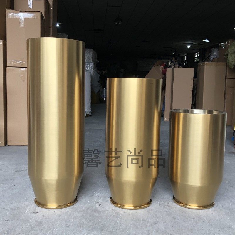 Metal Flower Pot Stainless Steel Vases Minimalist Modern Cone Florist Living-room Bookroom Floor Flower Bowl Round