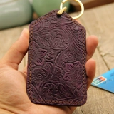 Медный кожаный чехол для проездного и картхолдер ручной работы, брелок, защитный чехол, воловья кожа