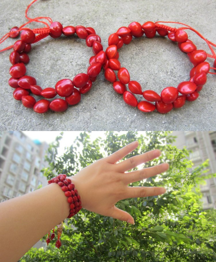 Dân tộc tự nhiên Acacia Bean Đính cườm Red Bean Bracelet Thời trang Nữ Bodhi Red Bean Bead Bracelet Red Rope Bracelet vòng tay vàng nam