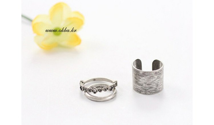 Trang sức Hàn Quốc Châu Âu và Hoa Kỳ Quạt trẻ em hợp kim retro trang trí vòng rộng ngón trỏ nhẫn nhẫn ba mảnh nhan kim cuong