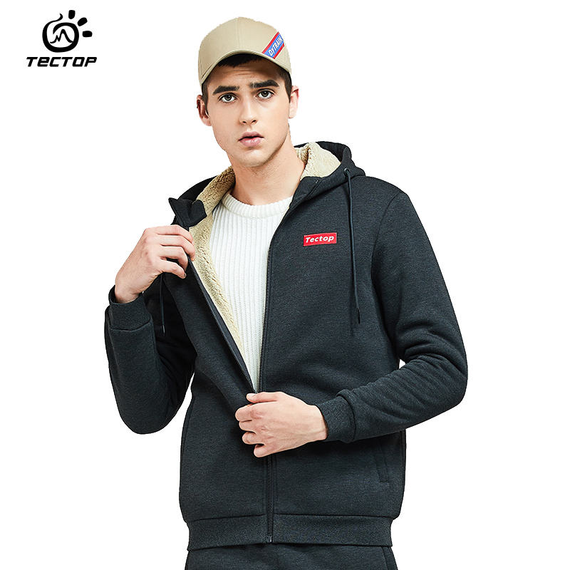 Clear Cabin Scouting sports knitted sweatshirt with cap jacket cardiovert collar casual plus suede spring autumn season sportswear men's wave