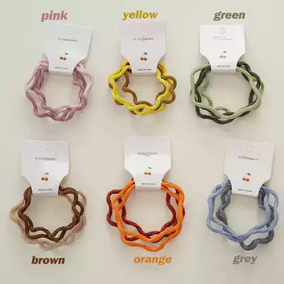 Four-piece girl heart wave hair ring net red rubber band tie hair hair ring retro simple cold wind hair accessories