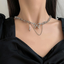 Necklace temperament high-end atmosphere bundy butterfly long 2021 cold wind hip-hop clavicle chain niche design sense