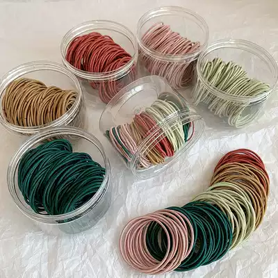 100 pieces of basic rubber band female Morandi color temperament simple hair ring High elastic and durable ponytail hair ring headdress