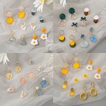 Summer flower earrings girl summer earrings 2021 new trendy long earrings Korean net red temperament earrings