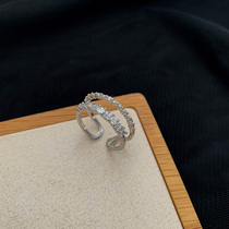 Exquisite light luxury diamond-encrusted double-layer ring High-end sense niche ins tide ring Womens fashion personality open index finger ring