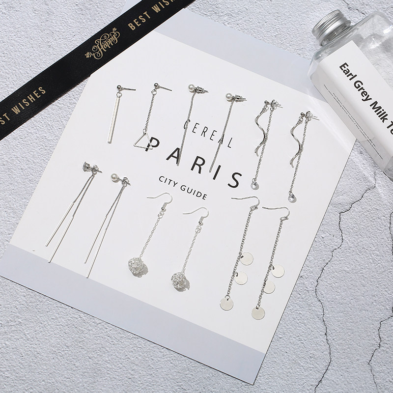 Earrings 2020 New Tide Korean temperament long tassel face thin earrings female personality Joker earrings earrings