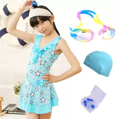 2021 Hot spring children's swimsuit Big child middle child skirt one-piece swimsuit Girls swimming wear Girls baby student