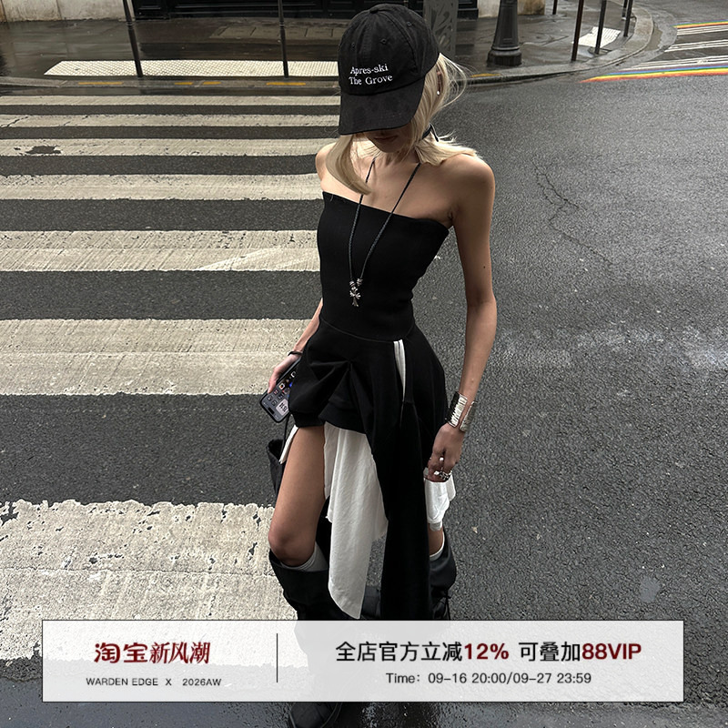 Hanhaotian Warden Edge Black Tube Top Dress for Women, New Summer Style, Slim Fit, Irregular Mid-Length Dress Hanhaotian Warden Edge Black Tube Top Dress for Women, New Summer Style, Slim Fit, Irregular Mid-Length Dress