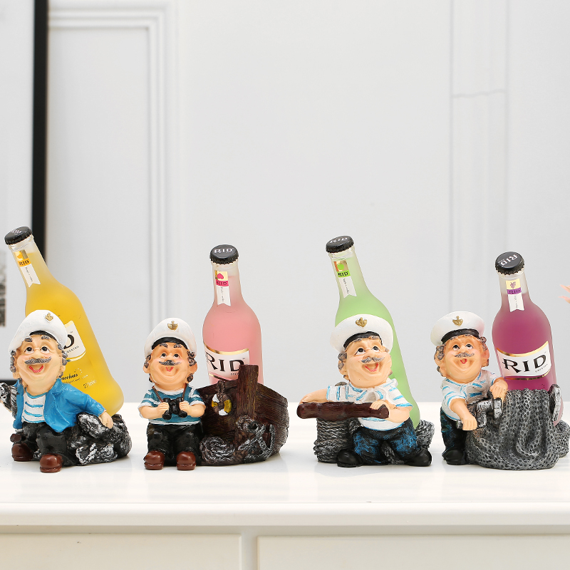 Small Seafarer Four Pieces Of Resin Wine Rack Creative Red Wine Rack Swing Piece Personality Resin Wine Rack Red Wine Show Shelf