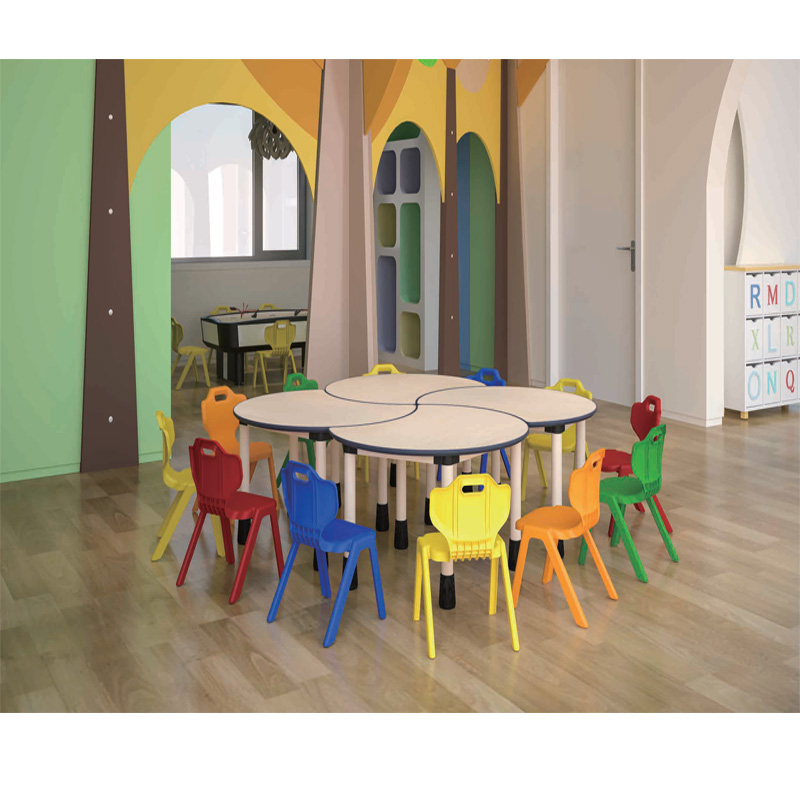Yucai kindergarten training fireproof board can spell painting table Writing learning Wooden crescent-shaped table