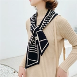 Шарф, брендовый удерживающий тепло трикотажный универсальный шейный платок, в корейском стиле