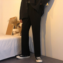  19studio Korea ulzzang all-match suit pants loose bf Harajuku style straight wide leg casual pants men and women