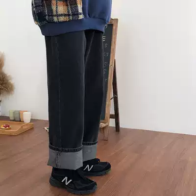 19studio Korean version of wide pants retro trend all-match rummage drape loose straight jeans men and women