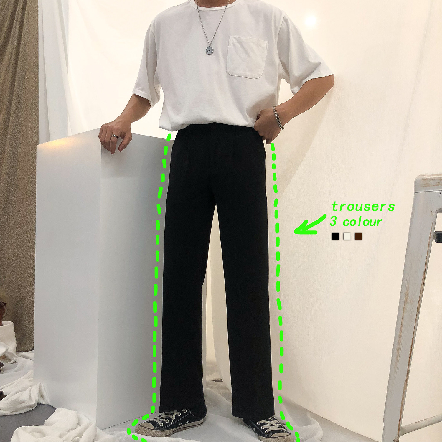 19studio Men and women Loose Straight Drum Pants Harbor Wind 100 Hitch Student Couple Han Edition Ulzzang Casual Western Pants