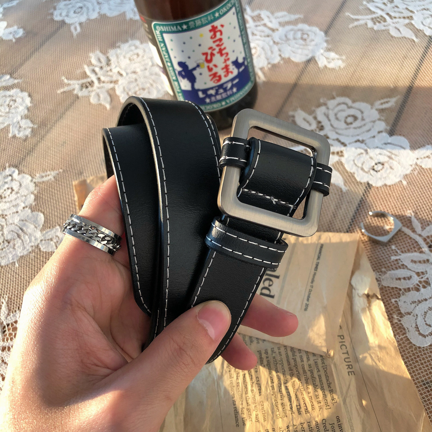 19studio teen wild simple black lazy mens belt fashion trend casual belt pants belt