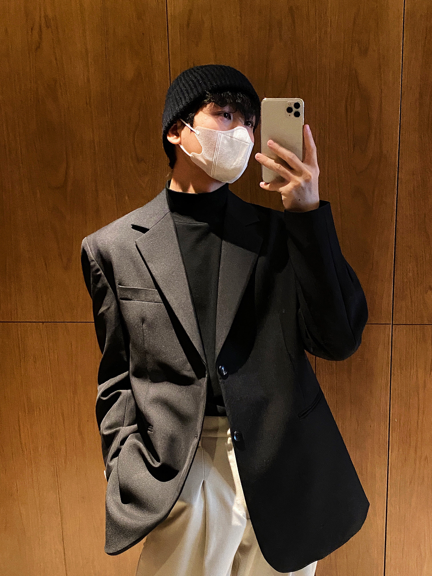 19studio Korean version black suit men's ruffian handsome trend loose casual niche design long-sleeved suit jacket