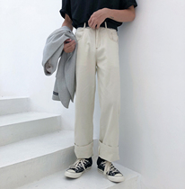 19studio Korea Ulzzang Loose Straight Barrel Pants Teen 100 Hitch Taste Ins Long Pants Male Casual Pants