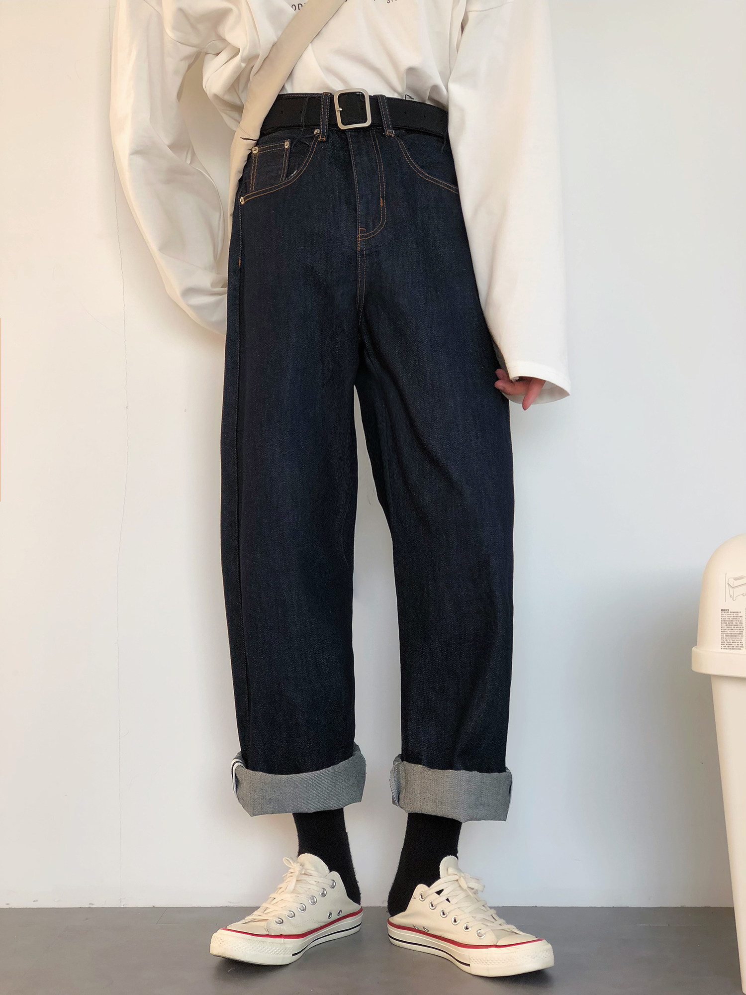 19studio Ammy click American Comeback Days Ensemble Trendy Loose Straight Drum Pants Men's Primary Tannen Jeans