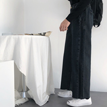 19studio Korea ulzzang washed retro bar dad wide leg pants loose straight jeans mens trend