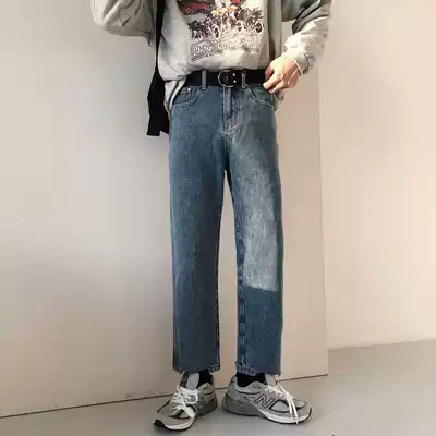 19studio Korea ulzzang Irregular Trousers Rong Joker Loose Joker Loose Straight Nine Men