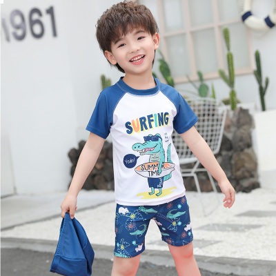儿童泳衣男童分体防晒速干宝宝小童游泳衣套装中大童温泉2021款夏