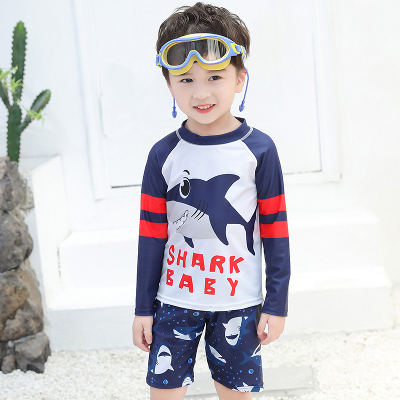 Children's swimsuit men 2021 new middle and big children split suit baby swimsuit boy long sleeve swimming trunks summer