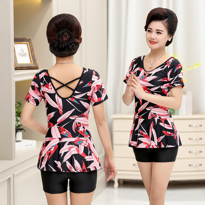 Swimsuit women cover belly to show thin conservative one-piece middle-aged and elderly women's swimwear mother style hot spring bathing suit large size boxer pants - Taobao