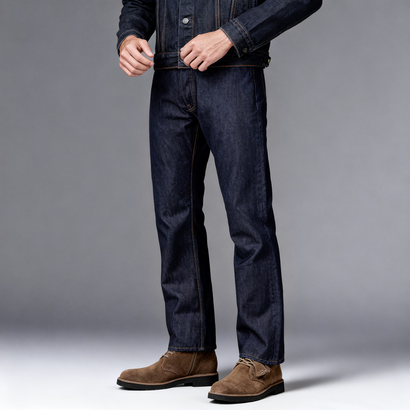 American Levi's 501 0000 Raw Denim Jeans, Unprocessed Denim Trousers, Mid-Rise Straight-Leg Men's 501Stf