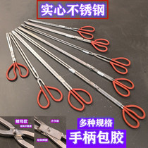  Stainless steel fire pliers charcoal briquettes pliers sanitation clamps pickers barbecue carbon clamps garbage long all-iron fire pliers
