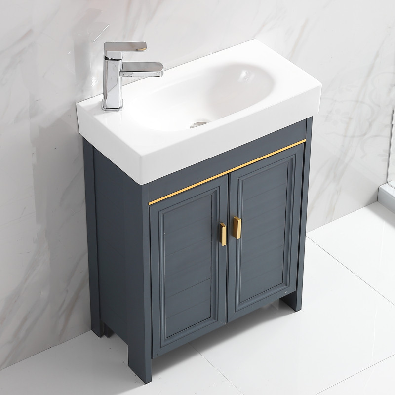 Floor-to-ceiling small size space aluminum bathroom cabinet combination washbasin powder room ceramic washbasin balcony narrow and long 30