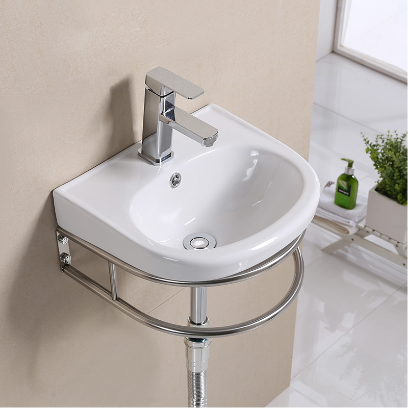 Small apartment simple washbasin stainless steel bracket combination wall-mounted mini washbasin bathroom basin balcony